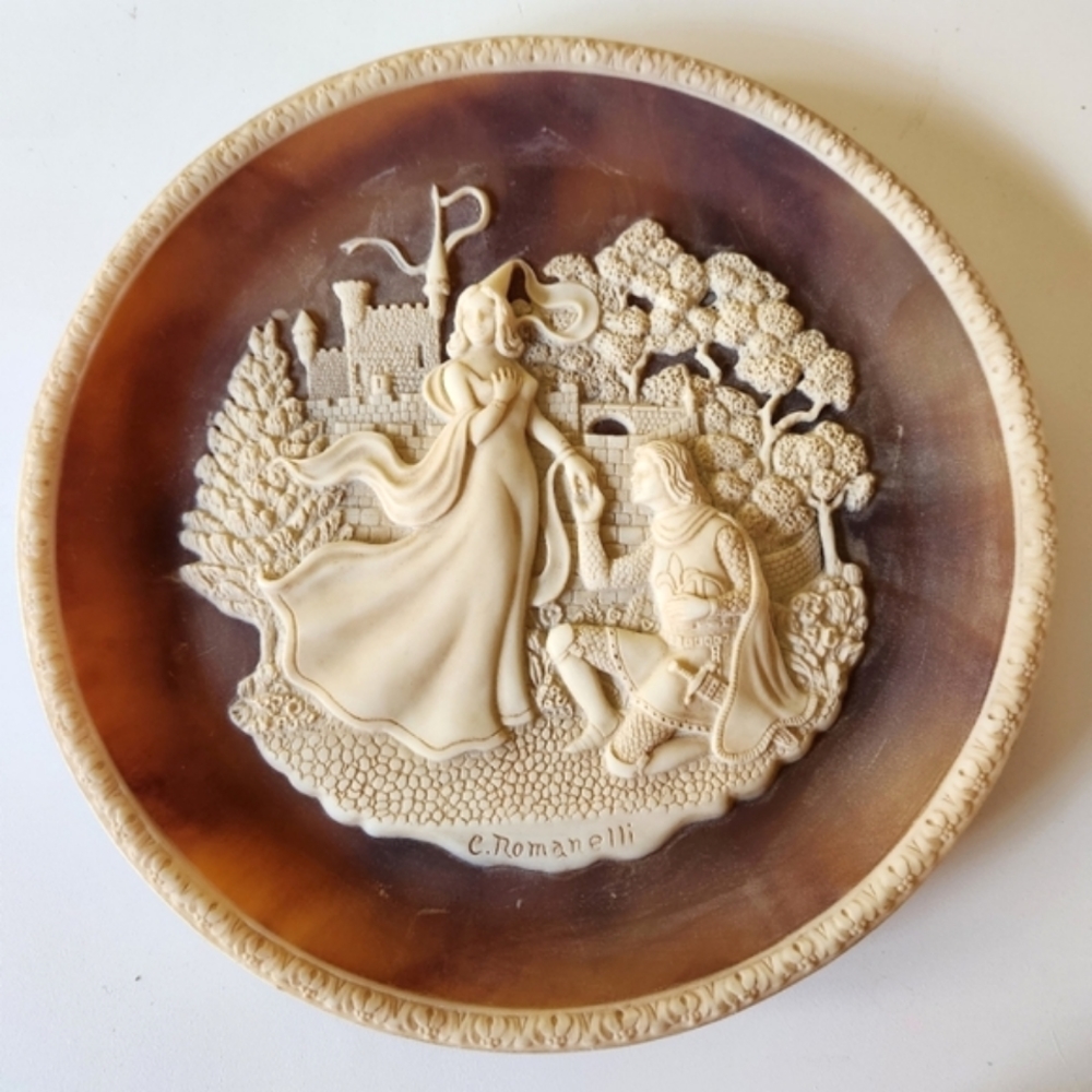Incolay Lady Guinevere & Sir Lancelot Vintage 1980s Hand-crafted Stone P…